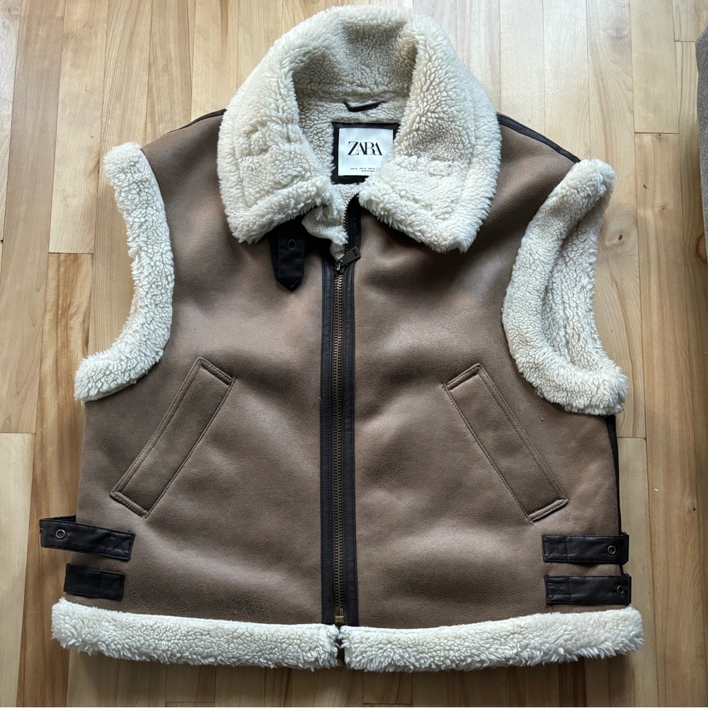 Zara oversized brown teddy  vest